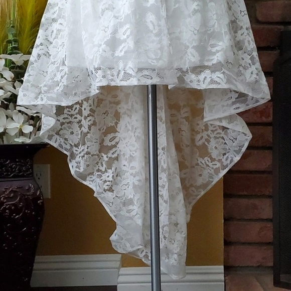 🆕️ SHEIN White Lace Cold Shoulder High Low Wedding Dress SIZE: XL - Picture 7 of 16
